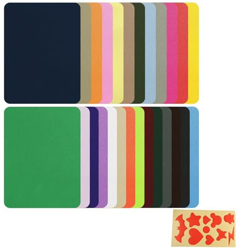 26 Stück Flicken zum Aufbügeln,26 Farben Bügelflicken,Aufbügel Patches,Stoff-Reparaturflicken,Jeans-Aufbügelflicken,Kleidung-Aufbügelflicken,Lochreparatur und DIY Dekoration (12,5 x 9,5 cm)