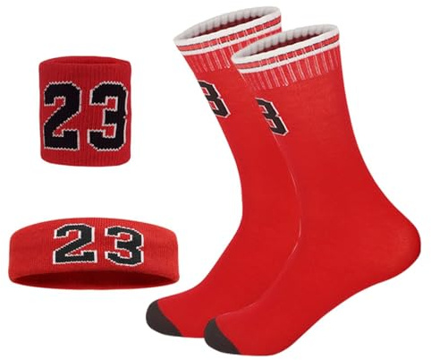 Valcatch Calcetines de Baloncesto con Muñequera Banda de Mano para Niños Niñas, Calcetines Atléticos Muñequera de Baloncesto Diadema Deportiva Accesorios de Uniforme de Porrista Equipo