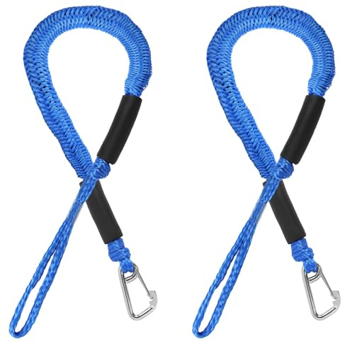 EFUTURETIME 2 x Bungee Dock Line Festmacherleine Boot 10cm mit Auge, Blau