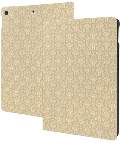 Funda compatible con iPad de 9ª/8ª/7ª generación, funda para tablet Damasco, beige, marrón tostado, compatible con iPad Cover de 10.2 pulgadas, soporte tipo folio, encendido y apagado automático
