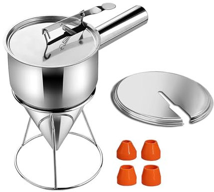 Pratico dispenser per pastella per pancake, 1200 ml, in acciaio inox, adatto per cuocere torte e cupcake