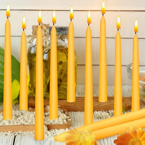 18 Pack Taper Beeswax Candles, 23 cm Dinner Candles Bulk, Up to 10 Hours