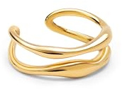 SINGULARU - Anillo Doble Aire. Acero con Baño en Oro de 18 Kt. Joyas Para Mujer. Talla 10.