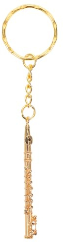 JOINPAYA Porte-Clés Flûte Miniature en Métal Doré Accessoire Musical Rétro pour Paquet à Main Présent pour Amateurs de Musique et Fêtes Breloque Flûte Vintage Compacte et Décorative