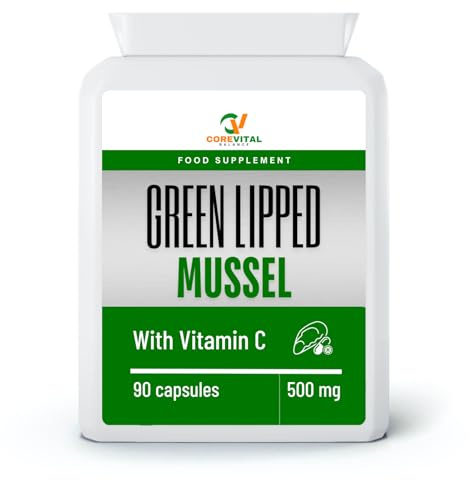 Core Vital Green Lipped Mussel 500mg with Vitamin C, Food Supplement 90 Capsules