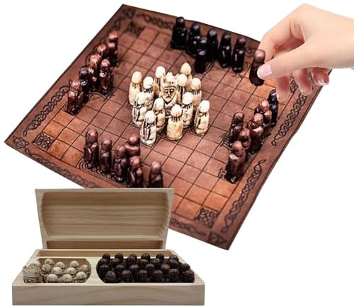 Schackset för vuxna - brädspel krigsbord | Asymmetriska Vikings schackspel | Medeltida Battle Bordspel, Festartiklar, schackgåvor,