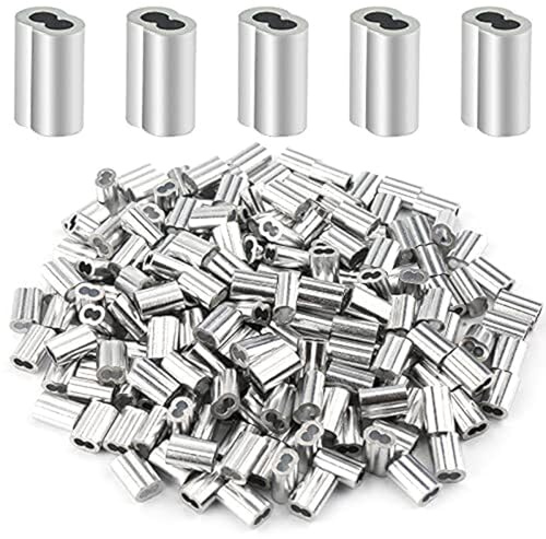 Lot de 200 manchons à sertir en aluminium pour 1, 5 câbles métalliques et câbles, solution de fixation sûre pour les projets de construction, douilles à sertir durables