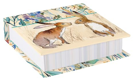 The Gifted Stationery Kissing Hares Note Block. Square Tear-off Paper Pad For Jotter Pad Memo Notes, Comes with 300 Sheets. Portable Notepad Ideal Small Stationery Accessory For Any Office Desk