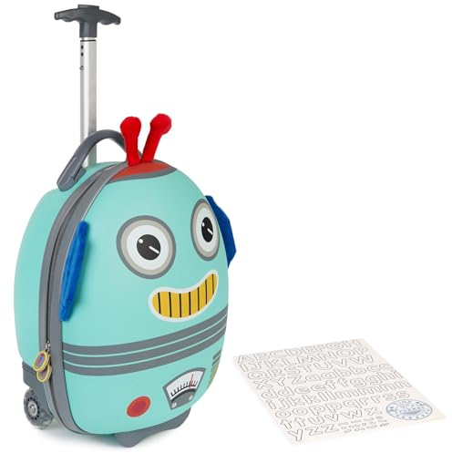 boppi Tiny Trekker Leichter Kinderreisetrolley zum Ziehen mit Rädern in Handgepäckgröße (17 Liter Fassungsvermögen) - Roboter