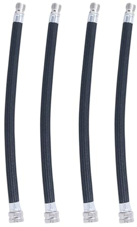 Presta Valve Air Chuck Bike Pump Presta Valve Universal Flexible Tire Extenders Extension Recoil Air Hose Adapter, Clip-On Chuck w/Adapter & Flexible PU Hose for Compressor