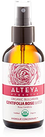 Alteya Organic Centifolia Rose Water Spray 120ml Glass Bottle- 100% USDA Certified Organic Authentic Pure Rosa Centifolia Flower Water Steam-Distilled and Sold Directly by The Grower Alteya Organics