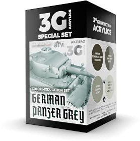 AK Interactive 3G Acrylic Paint Set - German Panzer Grey Color Modulation Set (AK11642)