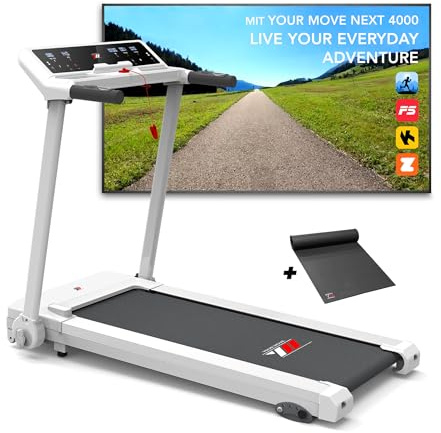 YM Tapis Roulant Salvaspazio 16 km/h, Marchio Italiano, Inclinazione, APP Compatibili, Pieghevole, Ampia Superfice, 2 Sistemi Controllo (TASTI + GESTUALE) Brevettato, NEXT 4000 Your Move Bianco