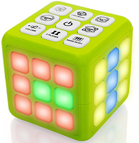 Tevo Cube-it Memory Game Flashing Cube Memory & Brain Game - 7 in 1 Handheld Games For Kids, Electronic Puzzle Games - STEM Toys For Boys & Girls