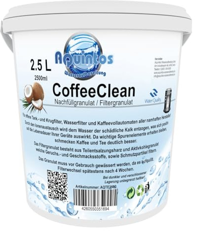 Nachfüllgranulat 2,5 L für Wasserfilter Tischkannenfilter Kaffeemaschinenfilter passend für Delonghi Siemens BSH Bosch Britta Aquintos Wasseraufbereitung AQ-TE2500