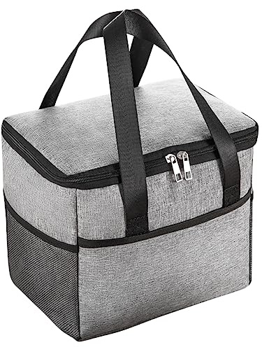 UptVin Bolso Aislado de 10L - Bolsa Enfriadora para Deportes, Ocio, Trabajo y Escuela - Ligero, Portátil, Plegable - Mantiene la Comida y las Bebidas Frías o Calientes - Gris