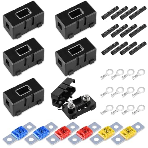 Casenly 6 Stück Midi Sicherungshalter, Kfz Sicherungshalter 12 Stück Mega Sicherung mit 60A 50A 40A Terminal ANS Auto-Sicherungshalter Hochstromsicherung für Autos Lkws Boot Wohnwagen