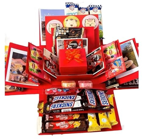 Caja de explosión DIY, Caja de Regalo Sorpresa de explosión ensamblada, Regalo de cumpleaños, Aniversario, Día de San Valentín, Boda (Color : Red, Size : 24x24x16cm)
