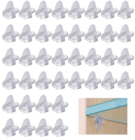 40 chiodi di supporto per scaffali, chiodi di supporto regolabili, chiodi in plastica trasparente, apertura 5 mm, adatti per armadi, vetrine, pareti divisorie