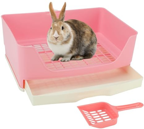 BWOGUE Grand bac à litière pour lapin, pot d'apprentissage de la propreté, lit d'angle avec tiroir, grande poêle pour animaux de compagnie adultes, cochons d'Inde, lapins, hamster, chinchilla, furet,