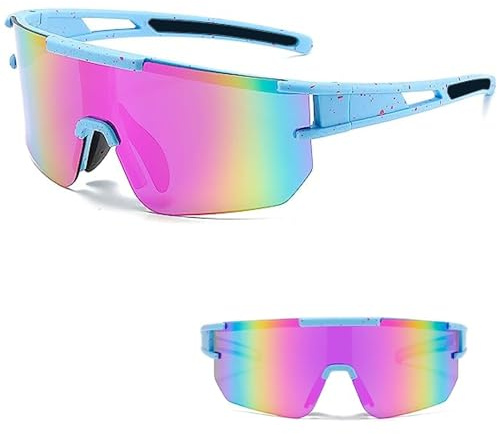 Ruikdly Occhiali rapidi Rave Bicicletta Occhiali da sole Uomo Bici Da Corsa Occhiali Sport Cycling Glasses con Fascia Regolabile UV400 Occhiali di Protezione per Uomo Donna Ciclismo Corsa Golf Sci