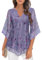 ACDAY Womens Blouses 3/4 Sleeve Tops for Women uk Floaty Tops Flowy Tunic Tops Double Layers Mesh Shirt Elegant V Neck Ladies Tops and Dressy Casual V Hem Top Ladies Blouse Going Out Tops UK