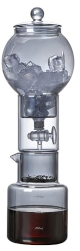 Cafetera con gotero for preparación en frío, cafetera de vidrio de 600 ml con gotero de velocidad ajustable, torre de goteo for preparación en frío, máquina de café con extracción en frío tipo goteo(C