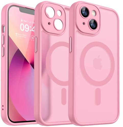 CANSHN 2024 Neu für iPhone 13 Hülle mit Kameraschutz für Magsafe (TOP Militärschutz & Magnetkraft) Extrem Haltbarkeit Hülle iPhone 13 Case Stoßfest, Rosa