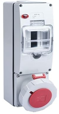 DUOCAI distributore di Corrente da Parete Interruttori elettrici IP67 con Protezione Interruttore Automatico Scatola di distribuzione con Serratura Impermeabile IP66(4P 32A Red)