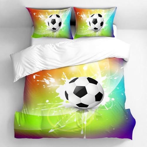 NPCEED Juego de ropa de cama infantil de 135 x 200 cm con diseño de fútbol, 3D de fútbol deportivo, funda nórdica para niños, niños, adolescentes, 220 x 240 cm, B