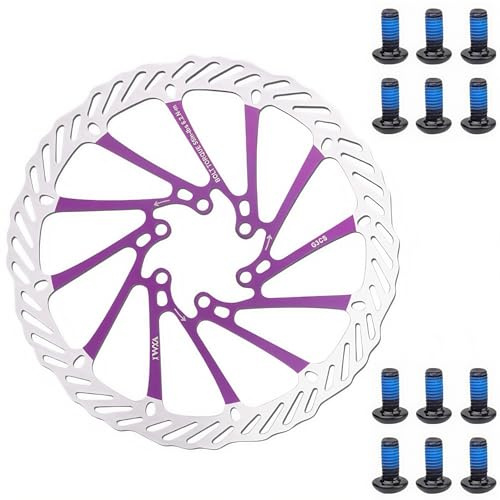 YBEKI Cykelbromsskiva 160 mm 180 mm 203 mm 2 stycken rostfria cykelbromsskivor för vägcykel, mountainbike, MTB, BMX (violett, 180 mm)
