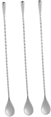 Cucharas de Cóctel de Mango Largo 2 Piezas de Acero Inoxidable