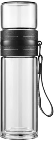 Koolenry Botella Infusora de Té de 450 Ml, de Vidrio de Doble Pared, A Prueba de Fugas, Portátil, para Viajes, con Separación de Agua.