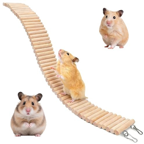 Hamster bro – 60 x 8 cm träbro för små djur, böjbar bro & hamster gömställe, multifunktionell hamstertillbehör, även som kycklingstege för marsvin, chinchilla och små djur