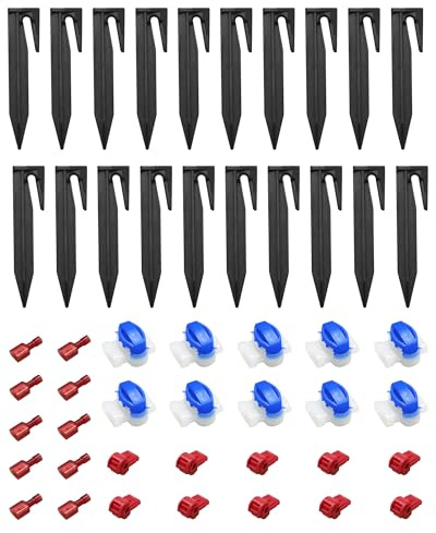 Kit Accessoires Câble Périmétral Robot Tondeuse – 20 Piquets 10 Connecteurs de Câbles 10 Bornes de Raccordement universel pour jardin installation rapide