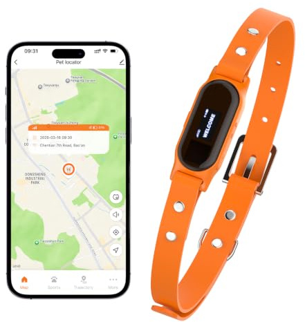 DRRI 4G Real-Time Smart Pet Tracker With Virtual Geofence, Dual-Band GPS(L1+L5) & AGPS Anti-Drift Dog Locator, Health Monitoring for Medium/Large Dogs, Built-In SIM with 1 Year Data Plan