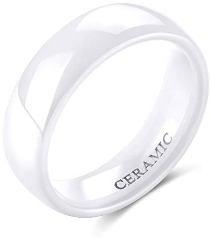 SOMEN TUNGSTEN Anelli in ceramica nera e bianca da 2 mm, 4 mm, 6 mm, per uomini e donne, vestibilità comoda, fede nuziale di fidanzamento, taglia 3-13, Ceramica, Nessuna pietra preziosa