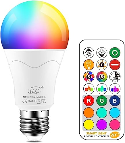 iLC 85W Équivalent Ampoule Led Couleur Changement de couleur Dimmable E27 Edison RGBW Télécommande Compris