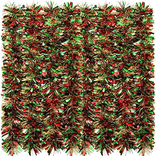 KAHEIGN 10m Guirnalda De Oropel De Navidad, Color Mezclado Oropel Metálico Oropels Brillante Grueso para La Decoración del árbol De Navidad