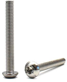 Tornillo de cabeza alomada con Torx (ISR, TX) según la norma: ISO 7380-1, acero inoxidable A2 V2A, rosca completa, tornillo de cabeza semirredonda, tornillo alomado (10 unidades, M5 x 70 mm)