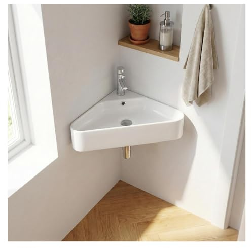 MOB-IN Lavabo de Pared de Esquina de Cerámica Blanca 42,5 cm