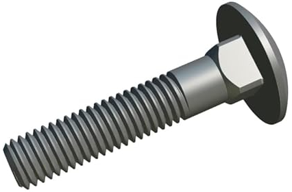 M6x40mm Vis à tête ronde avec col carré, Pack de 20, Vis à tête champignon pour portail, porte, tête de lit, Boulons de carrosserie galvanisés avec tête demi-ronde DIN 603