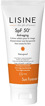 Crème Solaire Anti-Aging Haute Protection pour le Corps et Visage SPF50+ Résistante à l’Eau pour Peaux Matures 100 ml - Hydratante et non Grasse - LISINE