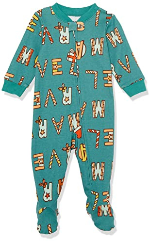 Amazon Essentials Disney | Marvel | Star Wars Pijama Ceñido de Algodón con Pies Unisex Bebés, Festive Marvel - Sleep & Play, 0 meses