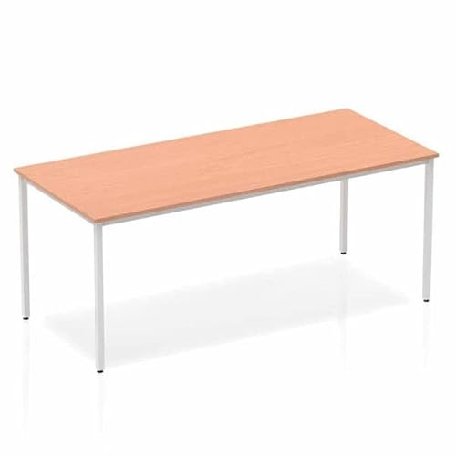 Dynamic Rectangular Straight Table Beech MFC Box Frame Leg Silver Frame Impulse 1800 x 800 x 725mm