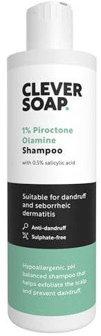 Clever Soap 1% Piroctone Olamine Anti-Dandruff Shampoo With Salicylic Acid - Suitable For Seborrheic Dermatitis, Psoriasis, Folliculitis & Itchy, Flaky, Sensitive Scalp & Hair - For Men & Women