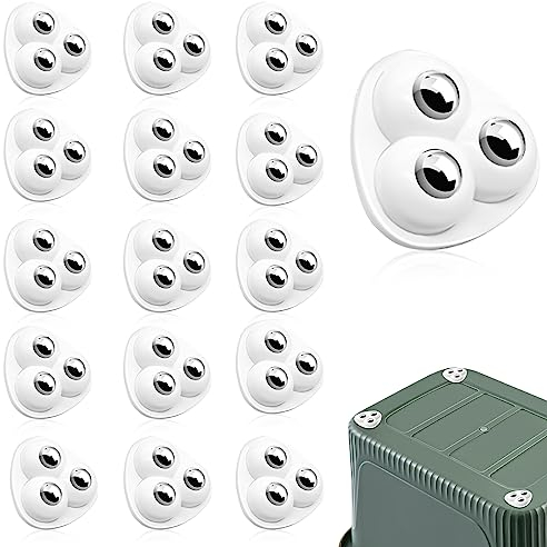 16 Pcs Caster Appliances Wheels, 360°Rotation Small Appliance Wheels for Kitchen Appliances, Adhesive Universal Caster Wheels Sticky Pulley Small Appliance Casters for Storage Box (White)