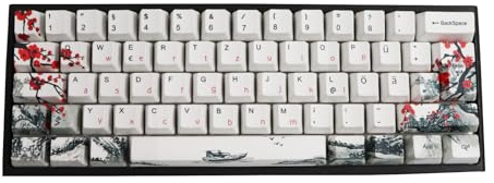 JSJT Pflaumenblüten-Tastenkappen PBT-Farbstoff-Sublimations-OEM-Profil Benutzerdefinierte Tastenkappe 128 Tasten Deutsches Tastenkappen für 61/87/104/108 Cherry MX Switches mechanische Tastaturen