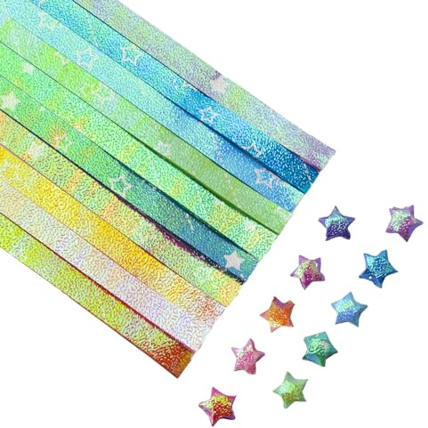 URROMA Lot de 900 feuilles de papier origami à paillettes - 10 couleurs - Assortiment de couleurs - Bande de papier à faire soi-même