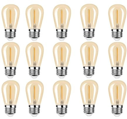 GERRIT Ampoules à Filament Led S14 1W, plastique ambre 2700K ST45, étanche IP65, guirlande lumineuse extérieure, lampe Edison E27 (Color : Warm white 2700K, Size : 10PCS_E27)